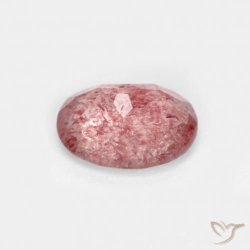 Cuarzo fresa Rojo claro natural de 1.22 ct, Ovalada, Transparente