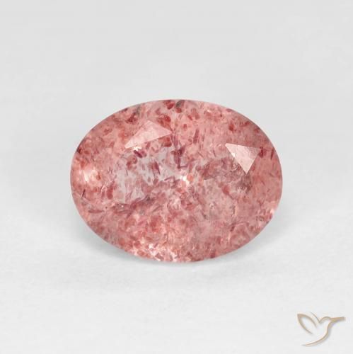 1.74ct Natural Rojo claro cuarzo fresa, Ovalada, Transparente