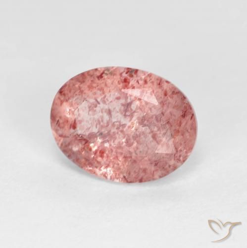 Cuarzo fresa Rojo claro natural de 1.74 ct, Ovalada, Transparente