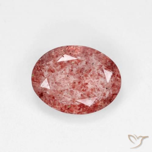 1.60ct Natural Rojo claro cuarzo fresa, Ovalada, Transparente