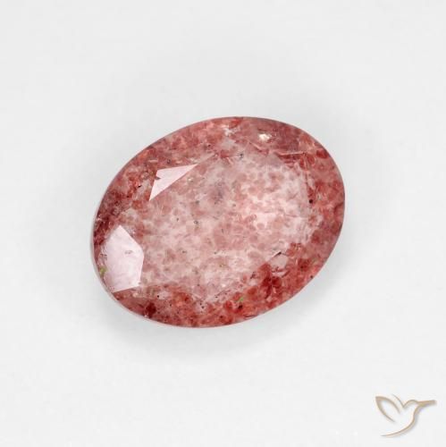 Cuarzo fresa Rojo claro natural de 1.60 ct, Ovalada, Transparente