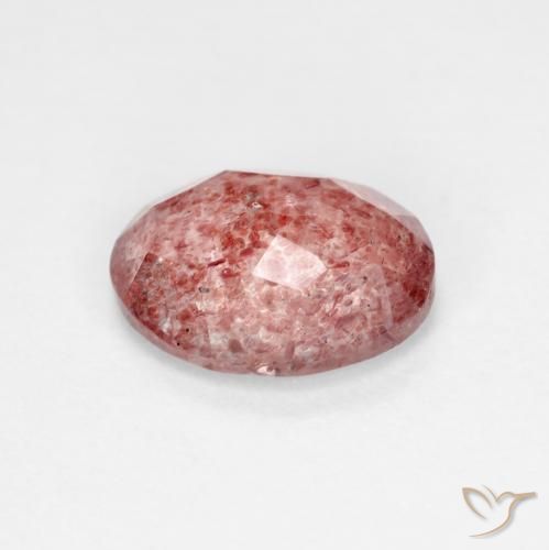Cuarzo fresa Rojo claro natural de 1.60 ct, Ovalada, Transparente