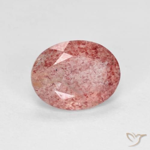 1.66ct Natural Rojo medio cuarzo fresa, Ovalada, Transparente
