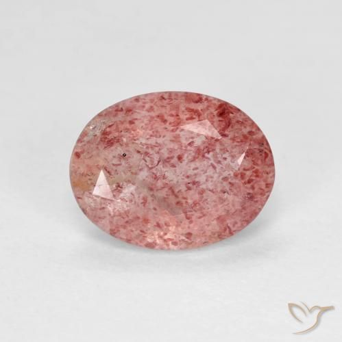 Cuarzo fresa Rojo medio natural de 1.66 ct, Ovalada, Transparente