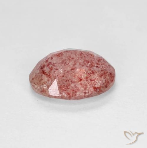 Cuarzo fresa Rojo medio natural de 1.66 ct, Ovalada, Transparente