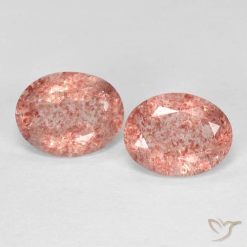 Gemas de Cuarzo fresa Medium Dark-Pink natural de 3.17 ct, Ovalada, Transparente