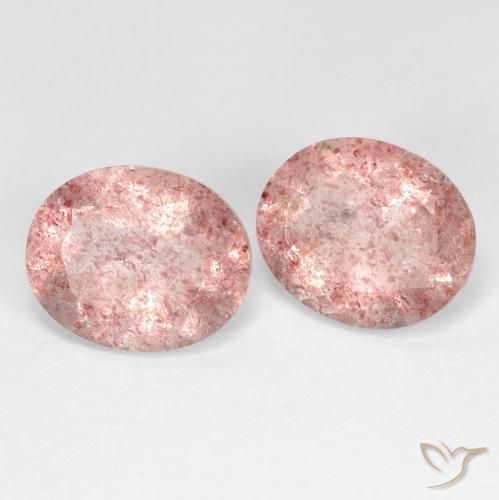 Gemas de Cuarzo fresa Rosado rosa intenso natural de 6.35 ct, Ovalada, Transparente