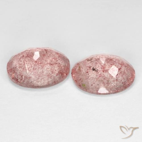 Gemas de Cuarzo fresa Rosado rosa intenso natural de 6.35 ct, Ovalada, Transparente