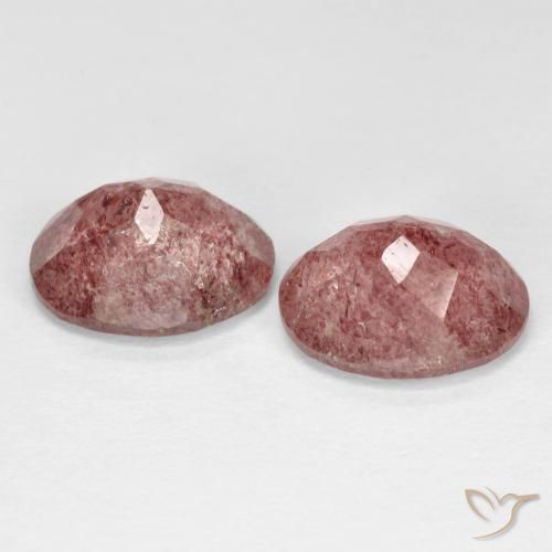 Gemas de Cuarzo fresa Rosado medio natural de 6.57 ct, Ovalada, Transparente