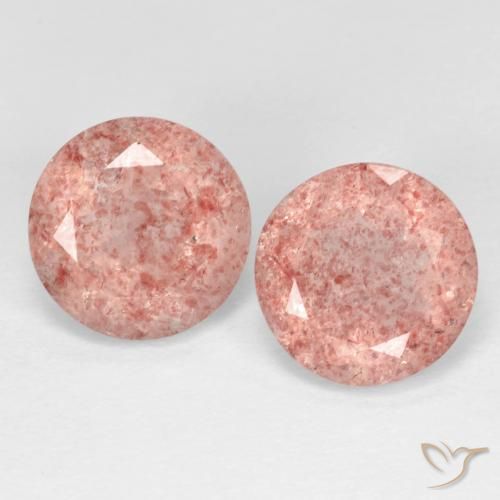 Gemas de Cuarzo fresa Rojo indio natural de 4.83 ct, Redondo, Transparente