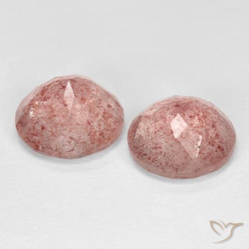 Gemas de Cuarzo fresa Rojo indio natural de 4.83 ct, Redondo, Transparente