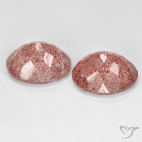 Gemas de Cuarzo fresa Rosado rojizo natural de 8.87 ct, Ovalada, Transparente