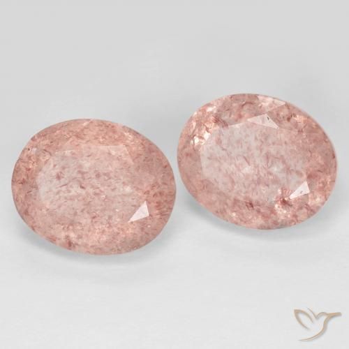Gemas de Cuarzo fresa Rosado claro natural de 7.77 ct, Ovalada, Transparente