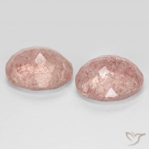 Gemas de Cuarzo fresa Rosado claro natural de 7.77 ct, Ovalada, Transparente