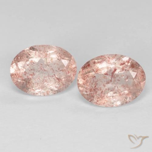 Gemas de Cuarzo fresa Rosado claro natural de 3.53 ct, Ovalada, Transparente