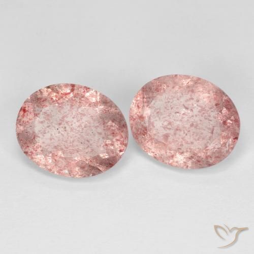 Gemas de Cuarzo fresa Rosado claro natural de 5.79 ct, Ovalada, Transparente
