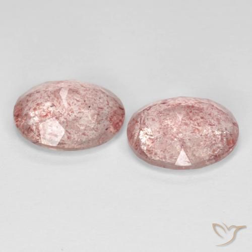 Gemas de Cuarzo fresa Rosado claro natural de 5.79 ct, Ovalada, Transparente