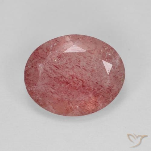 3.78ct Natural Rojo claro cuarzo fresa, Ovalada, Translúcido