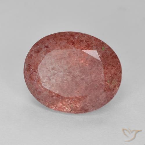 Cuarzo fresa Rojo medio natural de 4.41 ct, Ovalada, Translúcido