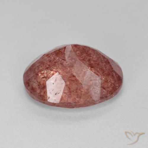 Cuarzo fresa Rojo medio natural de 4.41 ct, Ovalada, Translúcido