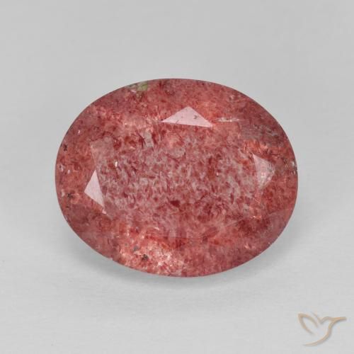 4.37ct Natural Rojo medio cuarzo fresa, Ovalada, Translúcido