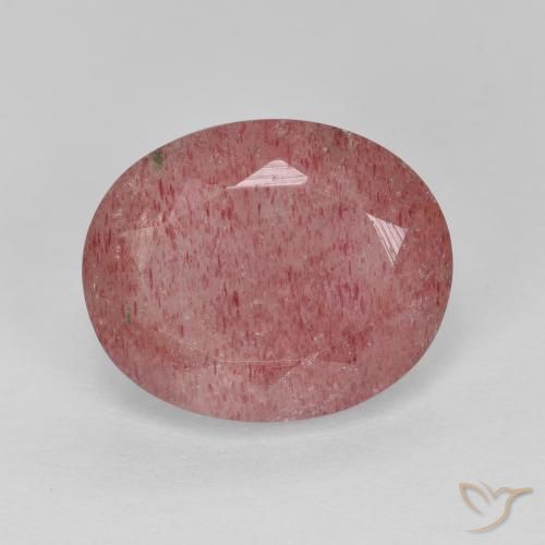 4.44ct Natural Rojo medio cuarzo fresa, Ovalada, Translúcido