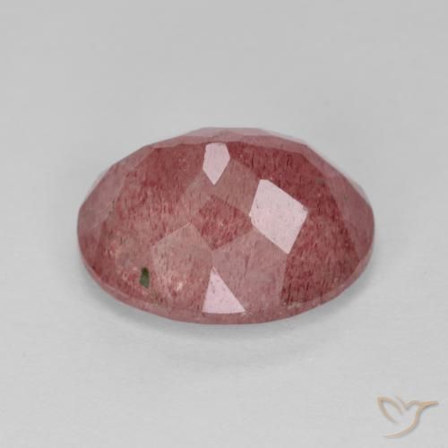 Cuarzo fresa Rojo medio natural de 4.44 ct, Ovalada, Translúcido