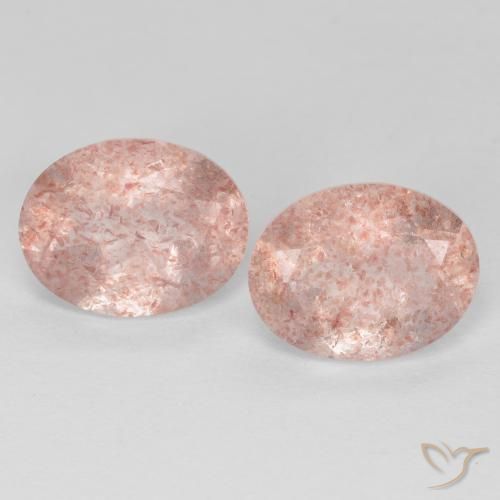 Gemas de Cuarzo fresa Rosado medio natural de 3.47 ct, Ovalada, Transparente