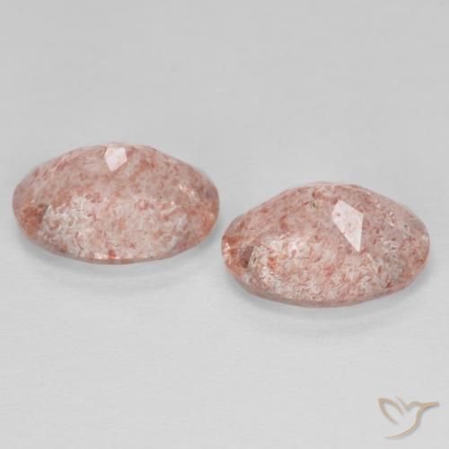 Gemas de Cuarzo fresa Rosado medio natural de 3.47 ct, Ovalada, Transparente