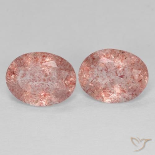 3.05ctw Natural Rosado naranja cuarzo fresa, Ovalada, Transparente
