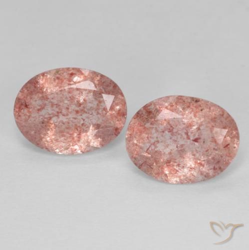 Gemas de Cuarzo fresa Rosado naranja natural de 3.05 ct, Ovalada, Transparente