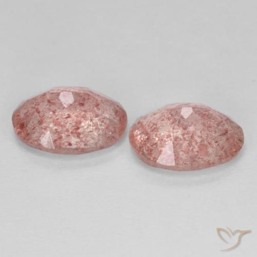 Gemas de Cuarzo fresa Rosado naranja natural de 3.05 ct, Ovalada, Transparente