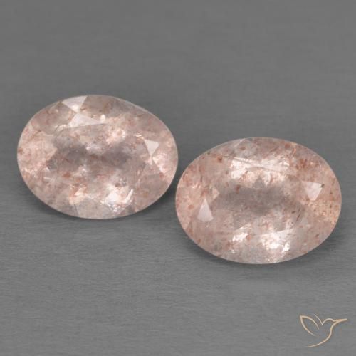 3.44ctw Natural Rosa durazno cuarzo fresa, Ovalada, Transparente