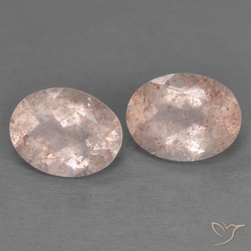 Gemas de Cuarzo fresa Rosa durazno natural de 3.44 ct, Ovalada, Transparente