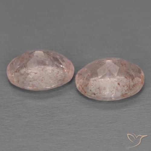 Gemas de Cuarzo fresa Rosa durazno natural de 3.44 ct, Ovalada, Transparente
