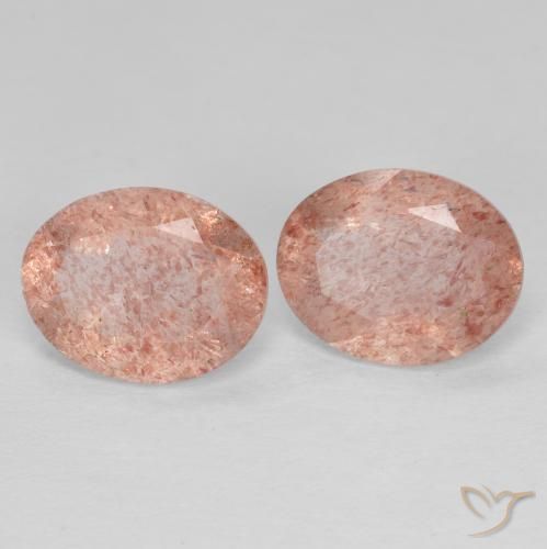 3.10ctw Natural Rosado naranja cuarzo fresa, Ovalada, Transparente