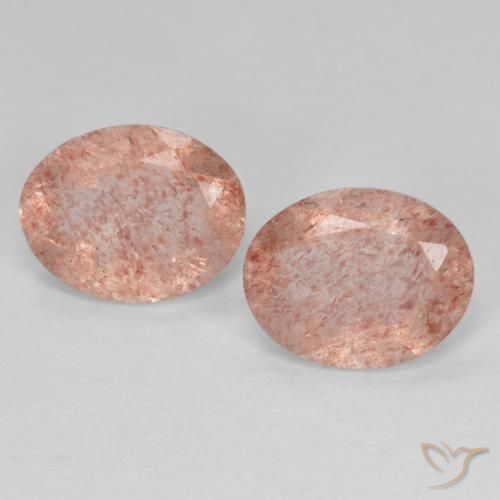 Gemas de Cuarzo fresa Rosado naranja natural de 3.10 ct, Ovalada, Transparente