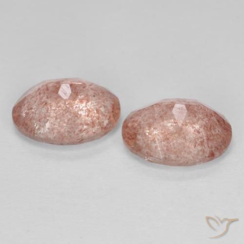 Gemas de Cuarzo fresa Rosado naranja natural de 3.10 ct, Ovalada, Transparente