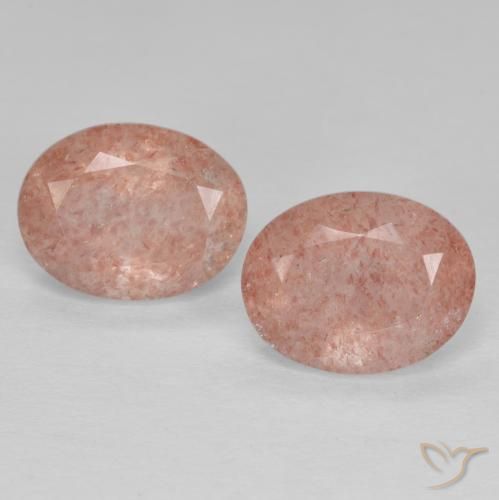 3.65ctw Natural Rosa durazno cuarzo fresa, Ovalada, Transparente