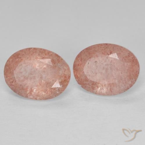 Gemas de Cuarzo fresa Rosa durazno natural de 3.65 ct, Ovalada, Transparente