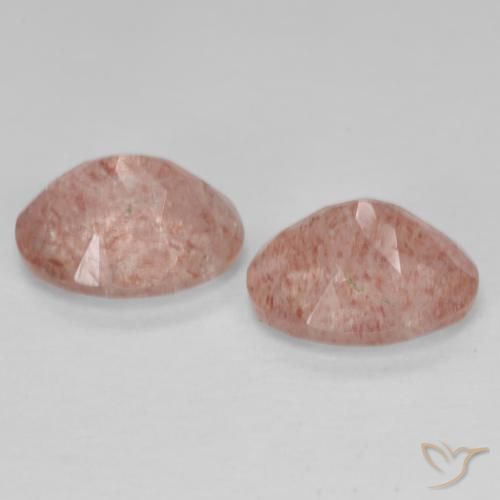 Gemas de Cuarzo fresa Rosa durazno natural de 3.65 ct, Ovalada, Transparente