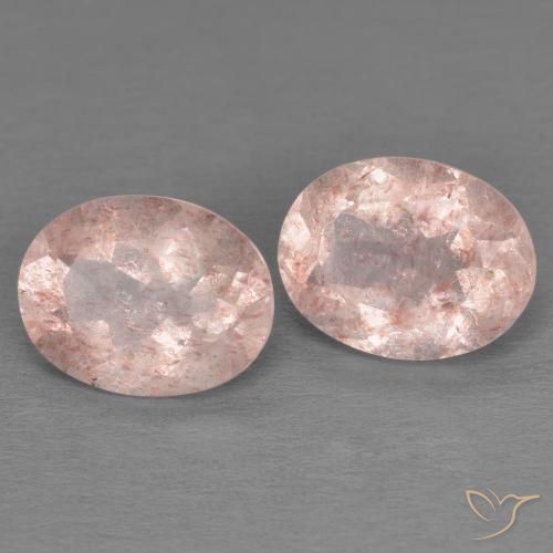 Gemas de Cuarzo fresa Rosado medio natural de 3.39 ct, Ovalada, Transparente