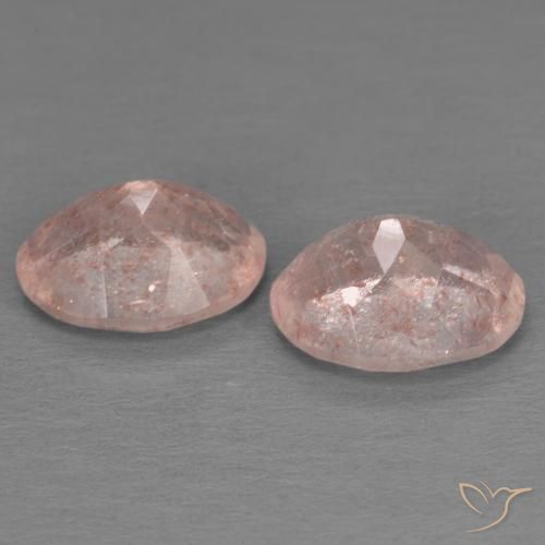 Gemas de Cuarzo fresa Rosado medio natural de 3.39 ct, Ovalada, Transparente