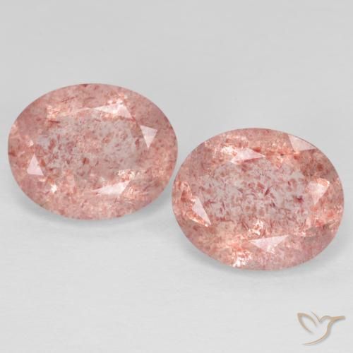 Gemas de Cuarzo fresa Rosado claro natural de 6.22 ct, Ovalada, Transparente