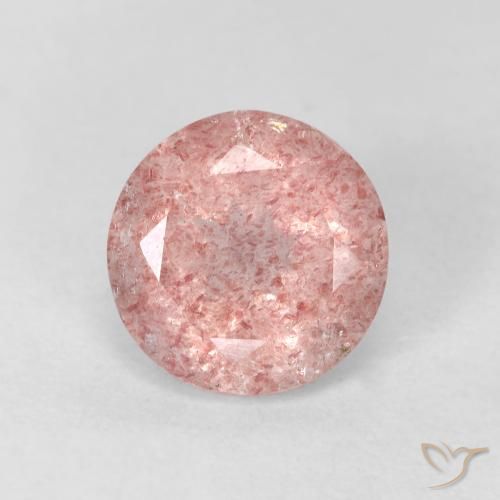 2.51ct Natural Rosado terroso Cuarzo fresa, Redondo, Transparente