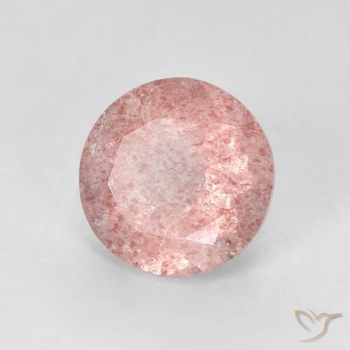 Cuarzo fresa Rosado terroso natural de 2.51 ct, Redondo, Transparente