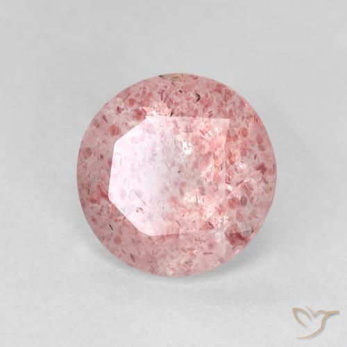 Cuarzo fresa Rosado bubblegum claro natural de 2.40 ct, Redondo, Transparente