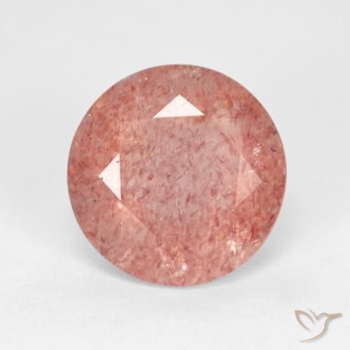 3.45ct Natural Naranja rojizo pálido cuarzo fresa, Redondo, Transparente