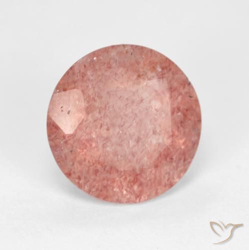 Cuarzo fresa Naranja rojizo pálido natural de 3.45 ct, Redondo, Transparente