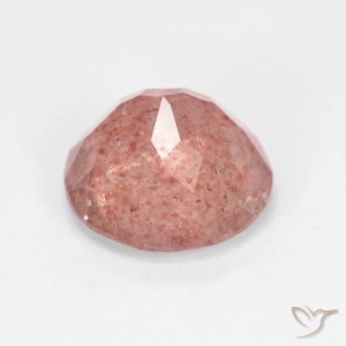 Cuarzo fresa Naranja rojizo pálido natural de 3.45 ct, Redondo, Transparente